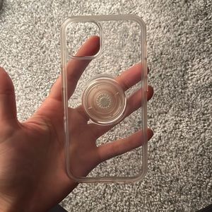 Clear iPhone 13 OtterBox case with pop socket
